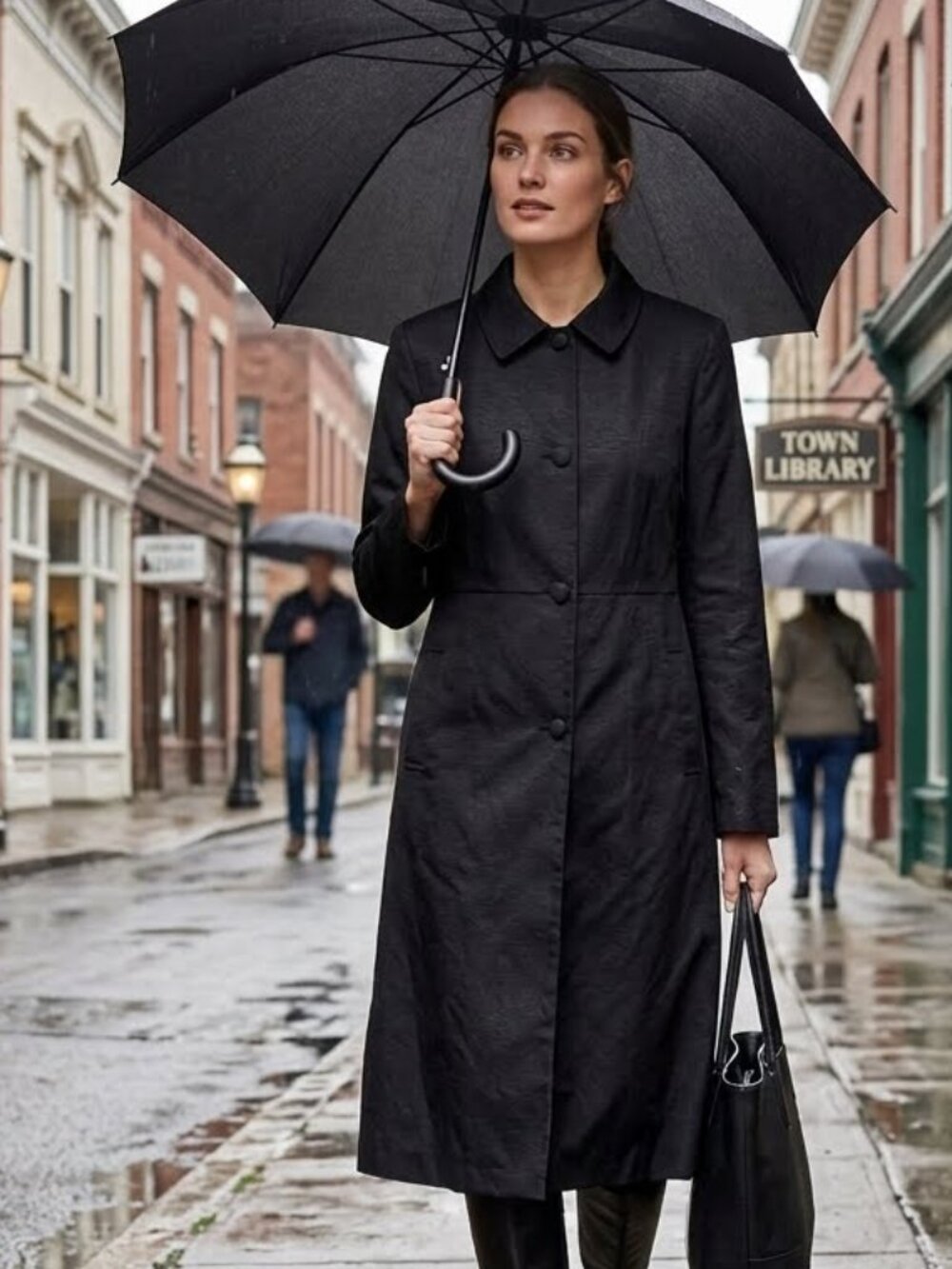 Worthington Classic Black Belted Longline Outerwear Trench Coat 4953